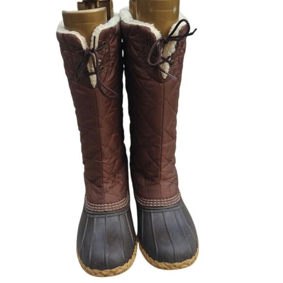 Brown L.L Bean slip on Quilted Shearling lined Boots - Picture 2 of 9